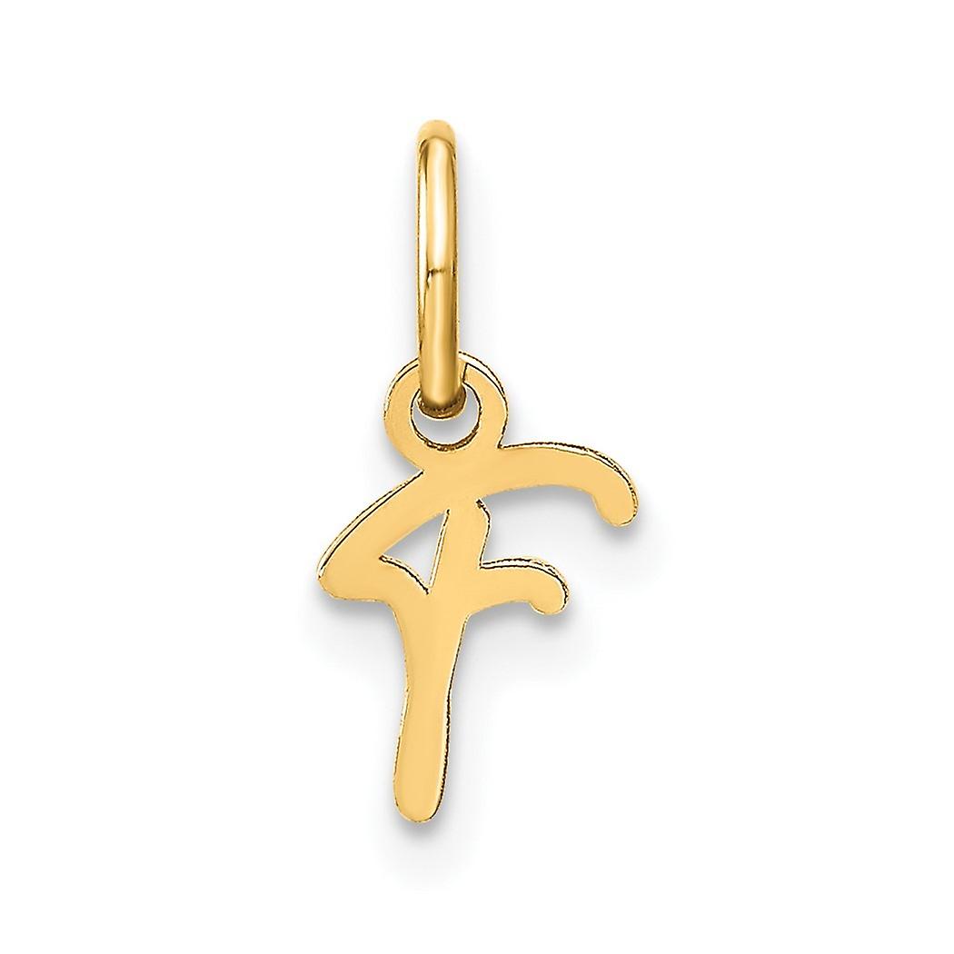 女性のための10Kイエローゴールド大文字レターFイニシャルチャームペンダントネックレス - .1グラム