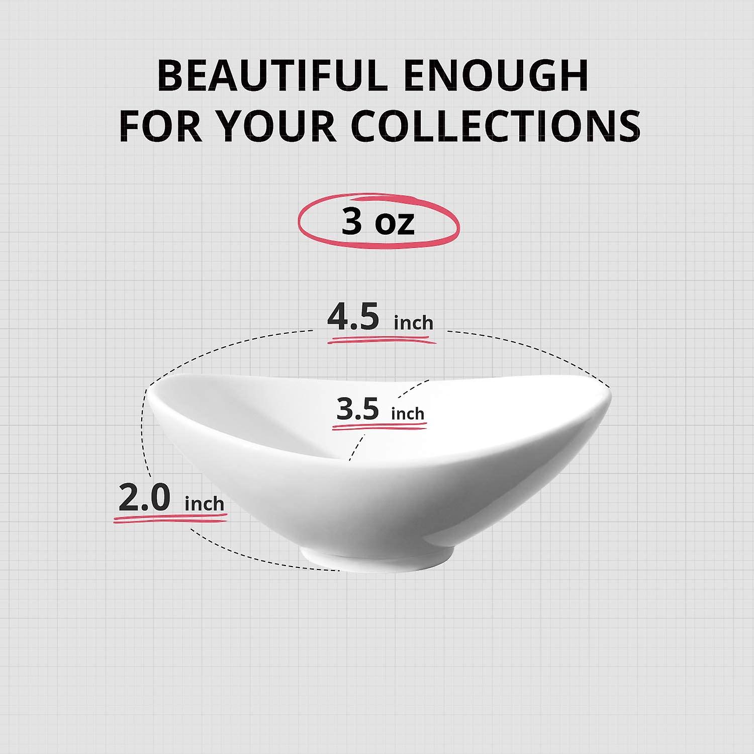 Ceramic Dip Bowls Set, 3 Oz White Dipping Bowls Soy Sauce Bowls/dishes