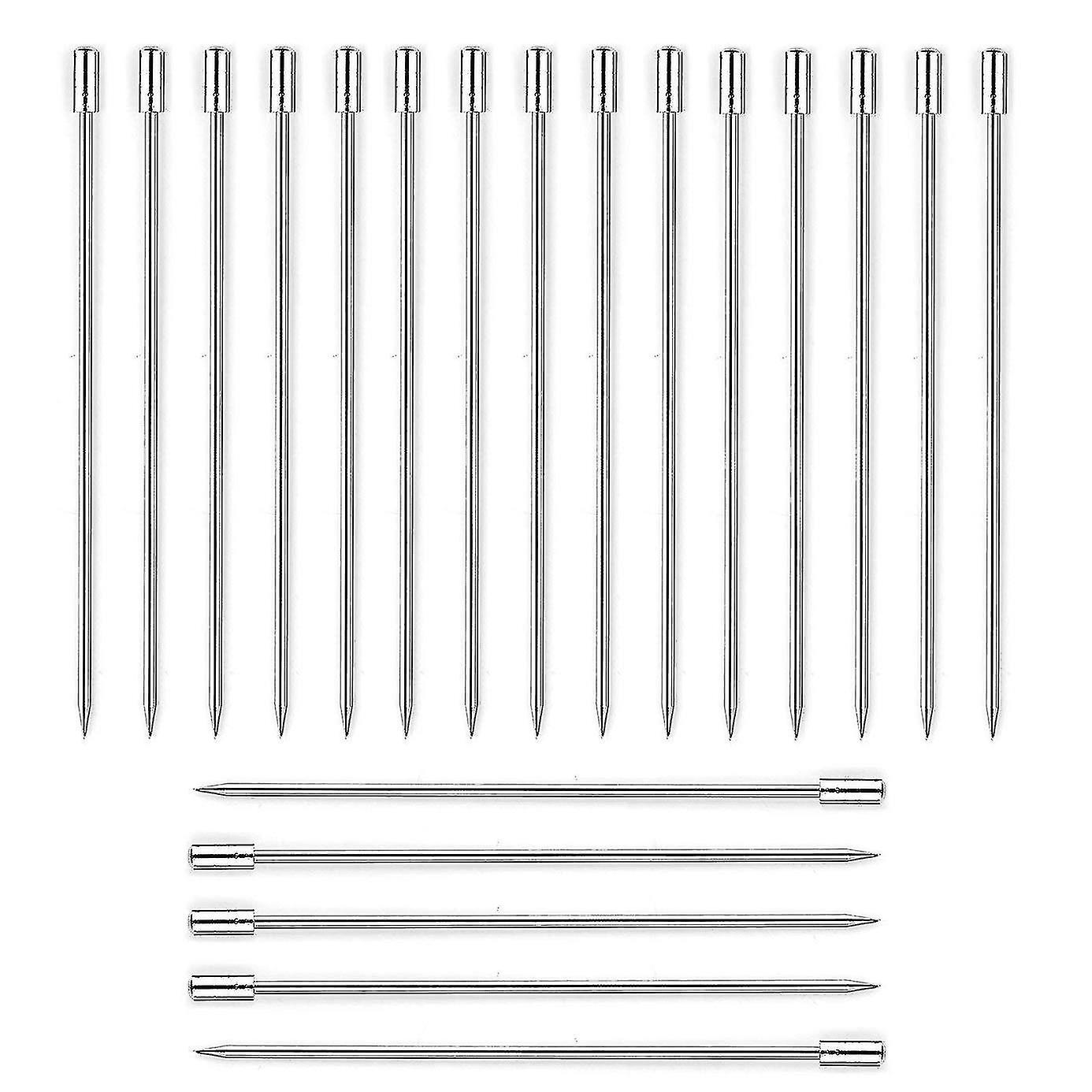 20 Pcs Stainless Steel Cocktail Picks Fruit Stick Toothpicks 4.3 Inches