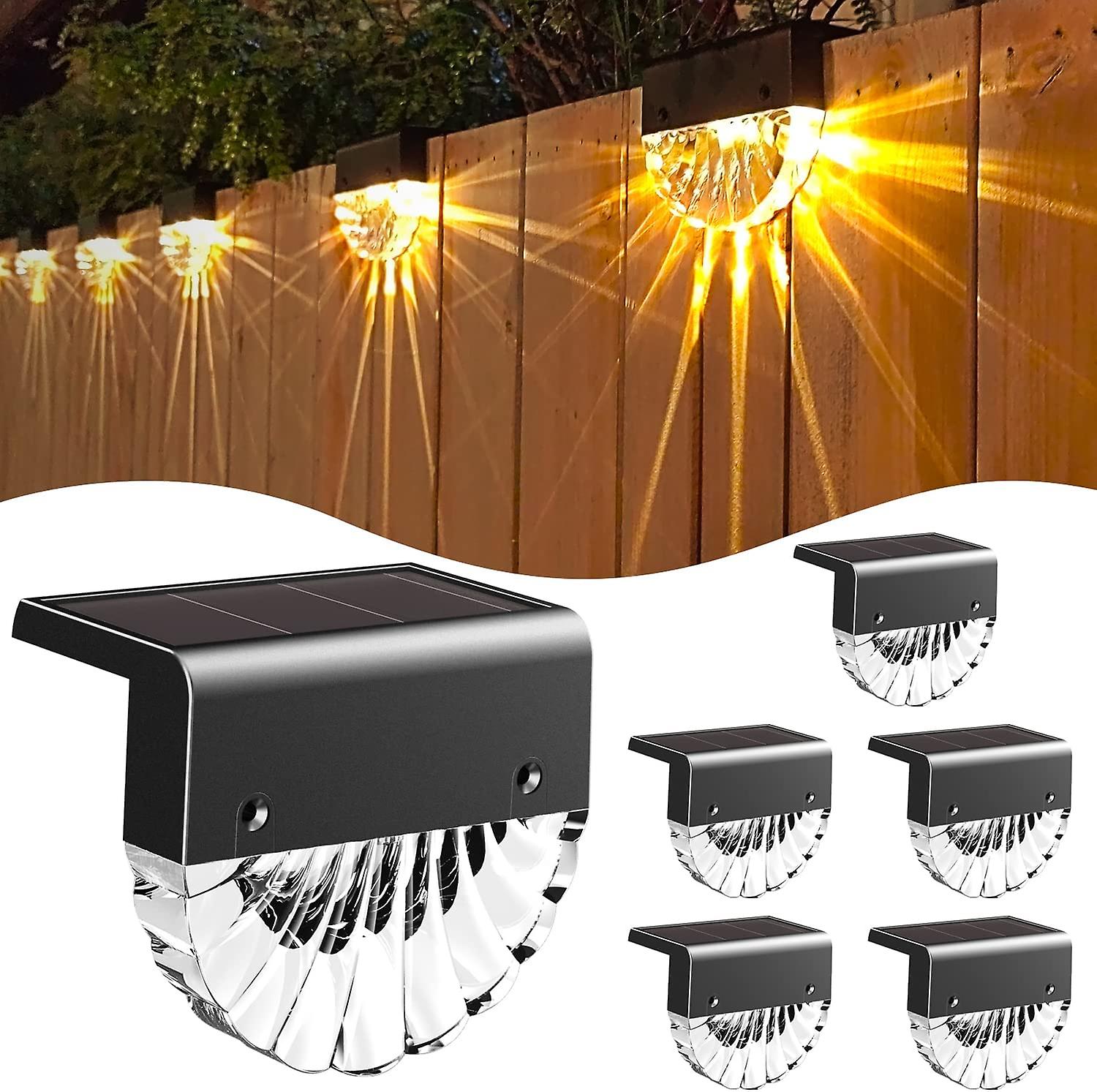 Solar Powered Outdoor Garden Light,led Outdoor Wall Light,6pack White Fence, Patio, Garden, Step, Staircase