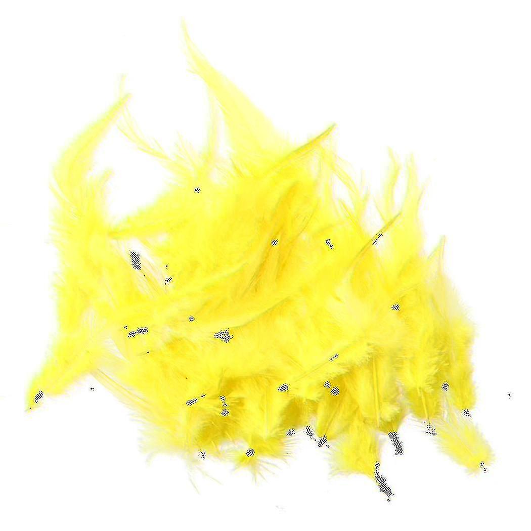 50 قطعة ريش الديك المصبوغ للزينة 10 - 15 سم - أصفر