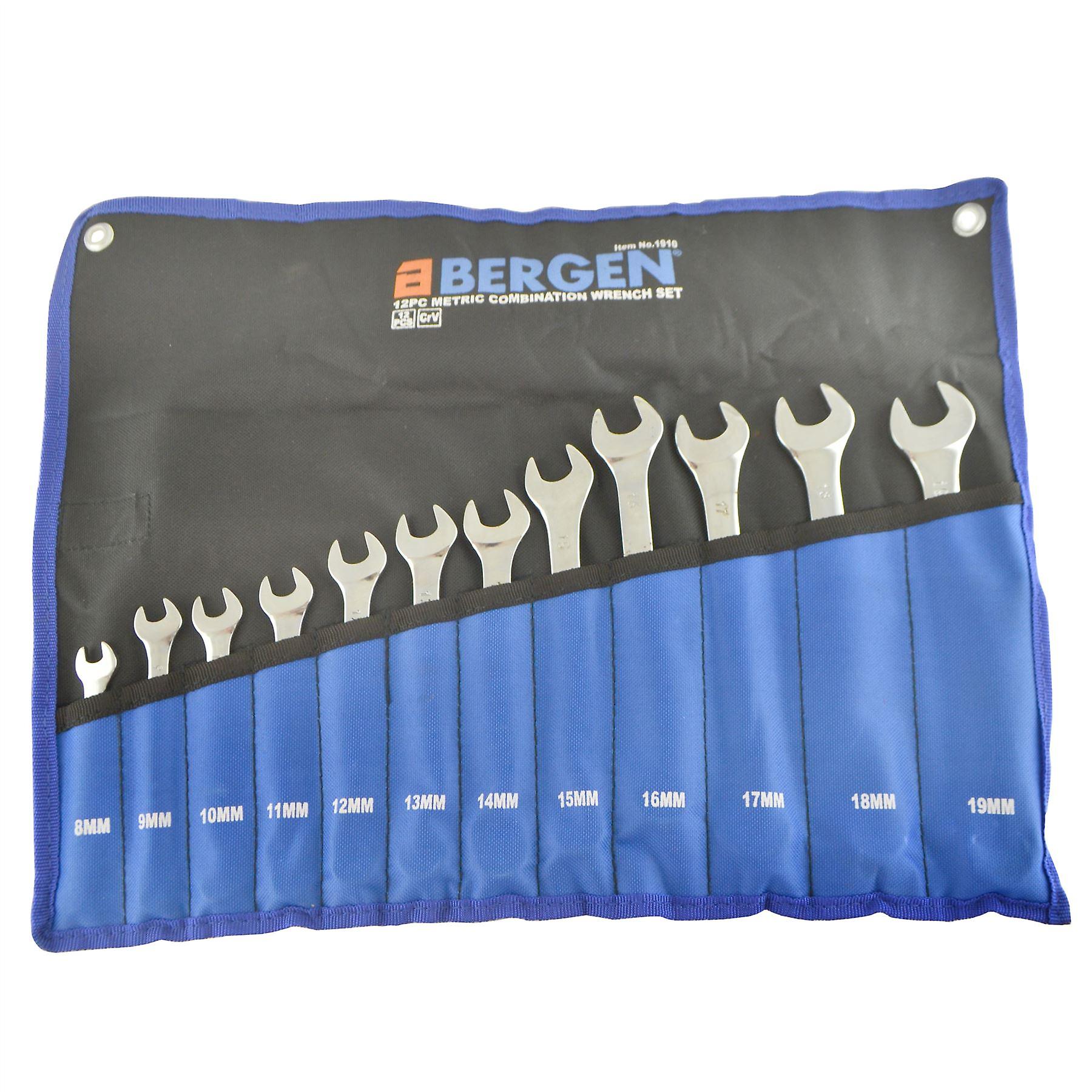 Metric MM Combination Combo Spanner Wrench Set 12pcs 8mm - 19mm Bergen
