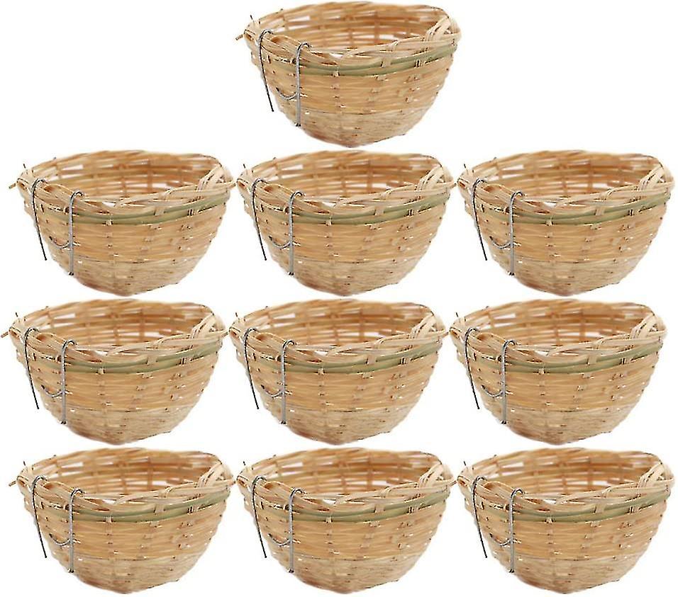 10pcs Canary Nests Pans Bamboo Wicker Bedding Rest Cave For