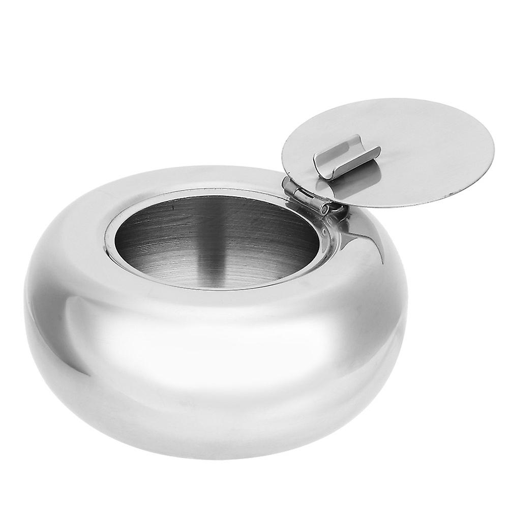 Stainless Steel Round Windproof Ashtray 12cm Durable Desktop