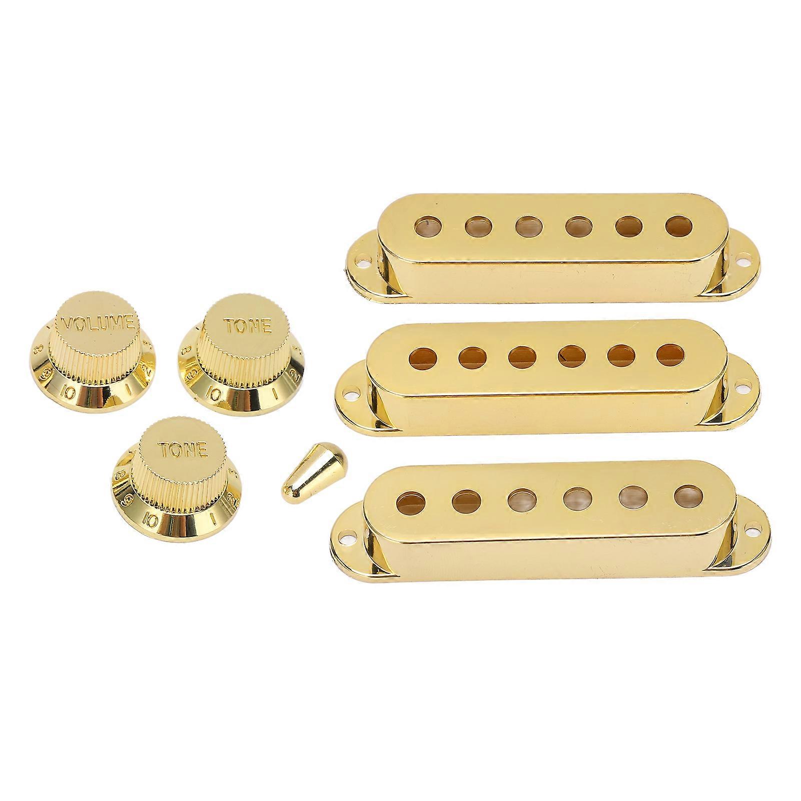 3Pcs Guitar Pickup Cover Caps 6 Holes Gold Guitar Switch Tone Knobs