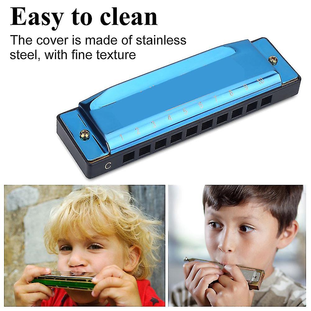 10 Hole 20 Tone Key of C Blues Harmonica for Beginner Blue