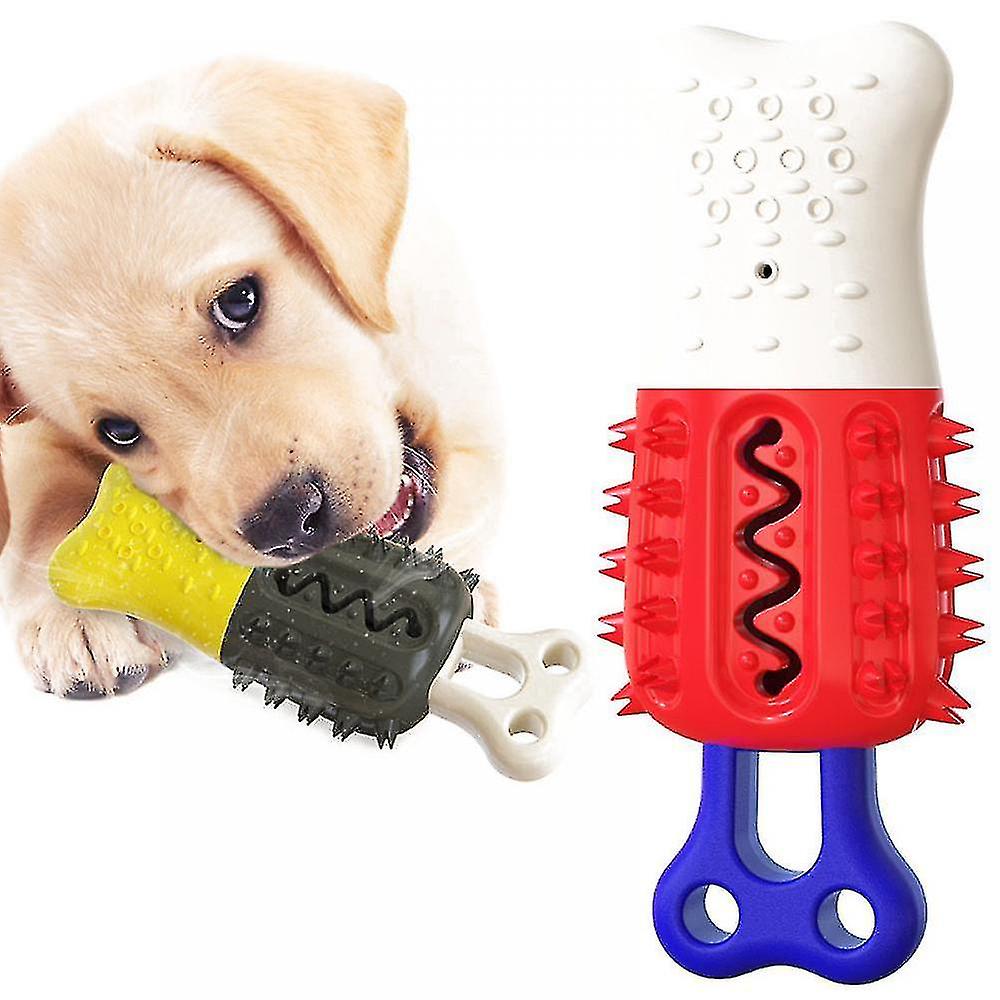 Dog Toys Dog Toothbrush Squeaky Chew Toys Sonic Puppy Teeth Cleaning Stick Red