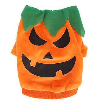 Halloween Cane Camicia Carino Zucca Fantasmi Morbido Elastico Pet Cosplay Vestiti per Cani Piccoli Di Taglia Media Gatti Arancione M