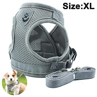 Dog Harness And Leash Set For Dogs, Soft Mesh Padded Harness For Puppies And Cats-gray-xl