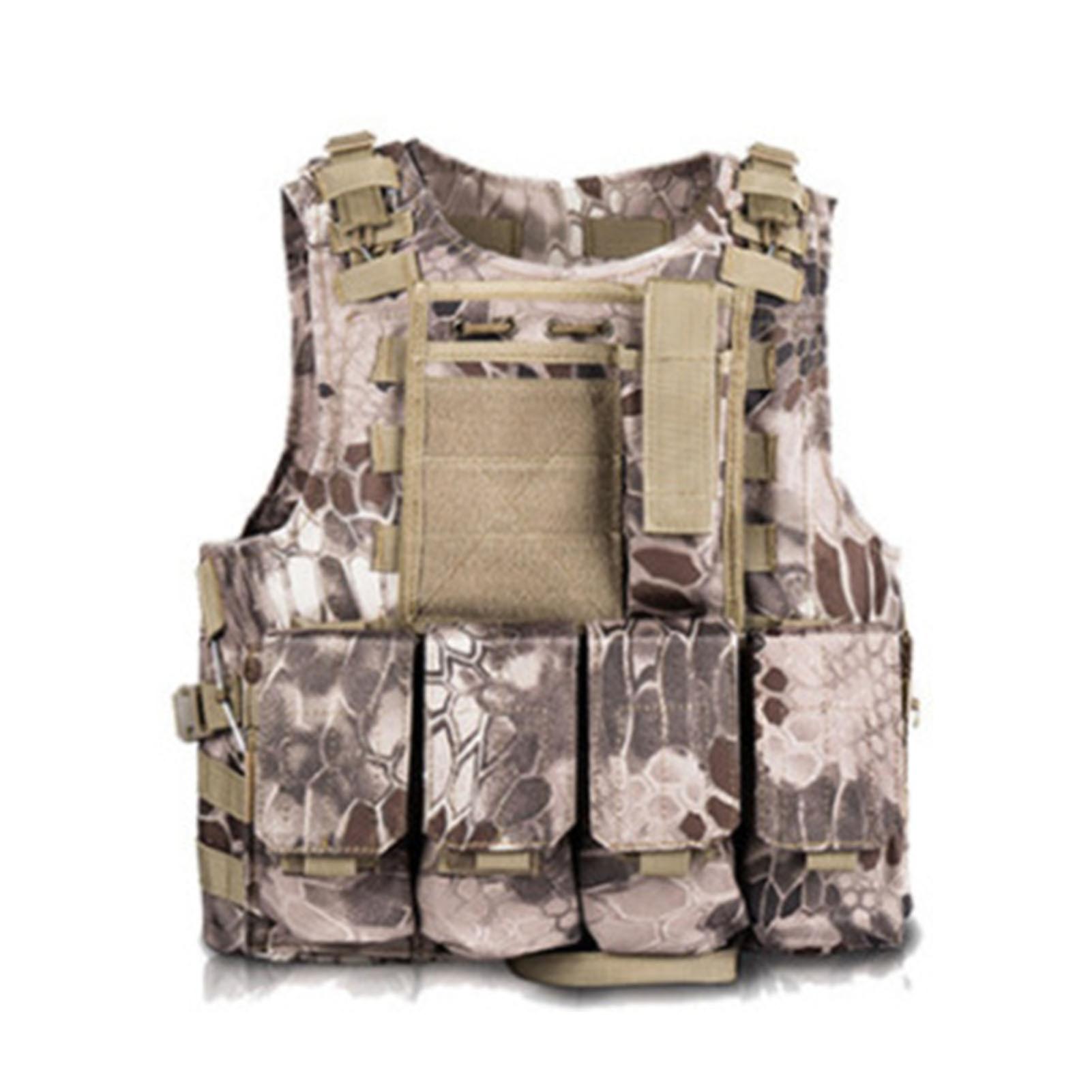 Men's Military Vest, Lightweight Adjustable Outdoor Training Vest, Multi-function Outdoor Gear for Fishing, Travel, Desert Python Pattern