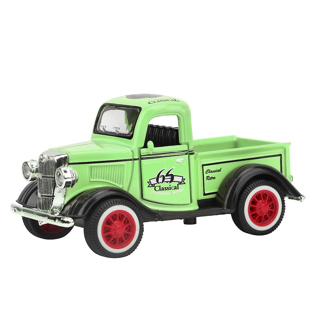Alloy Pull Back Car Toy, Diecast Pickup Truck Model, Sound and Light Toy (Green)