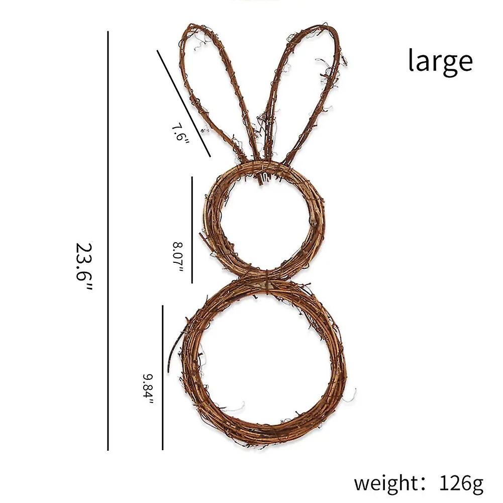 Hand Woven Easter Bunny Wreath Decoration DIY Folded Rattan Wreath Base Easter Decorations For Front Door Handmade Rabbit Decor