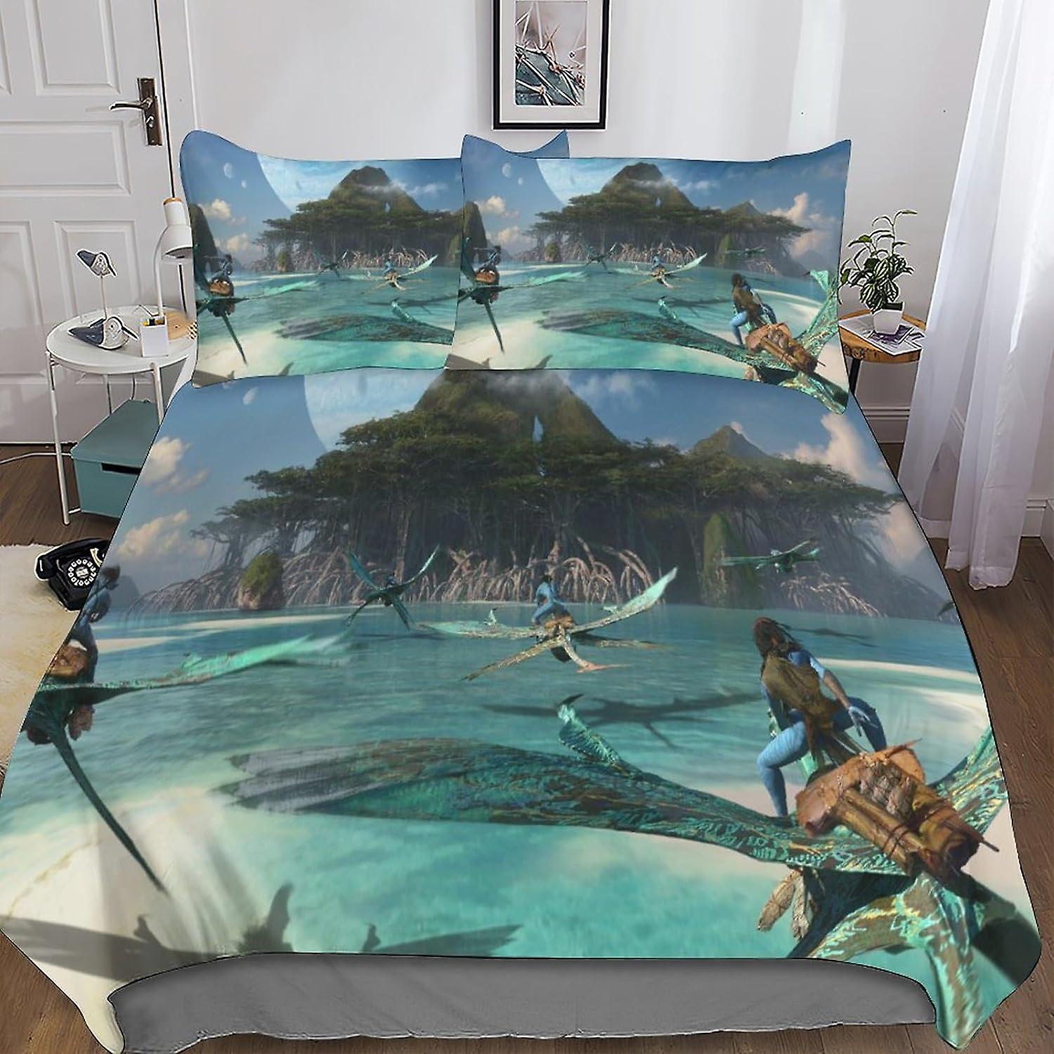 HOUKIG Avatar - مجموعة فراش ديكور سكني للأطفال ، مجموعة مراتب حمام مائي ، 3 قطع ، مرتبة حديثة مع فيلم خيال علمي ،