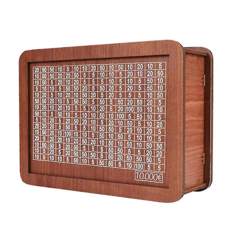 (5 Sizes)- Reusable Money Box With Savings Goal And Numbers To Tick, Wooden