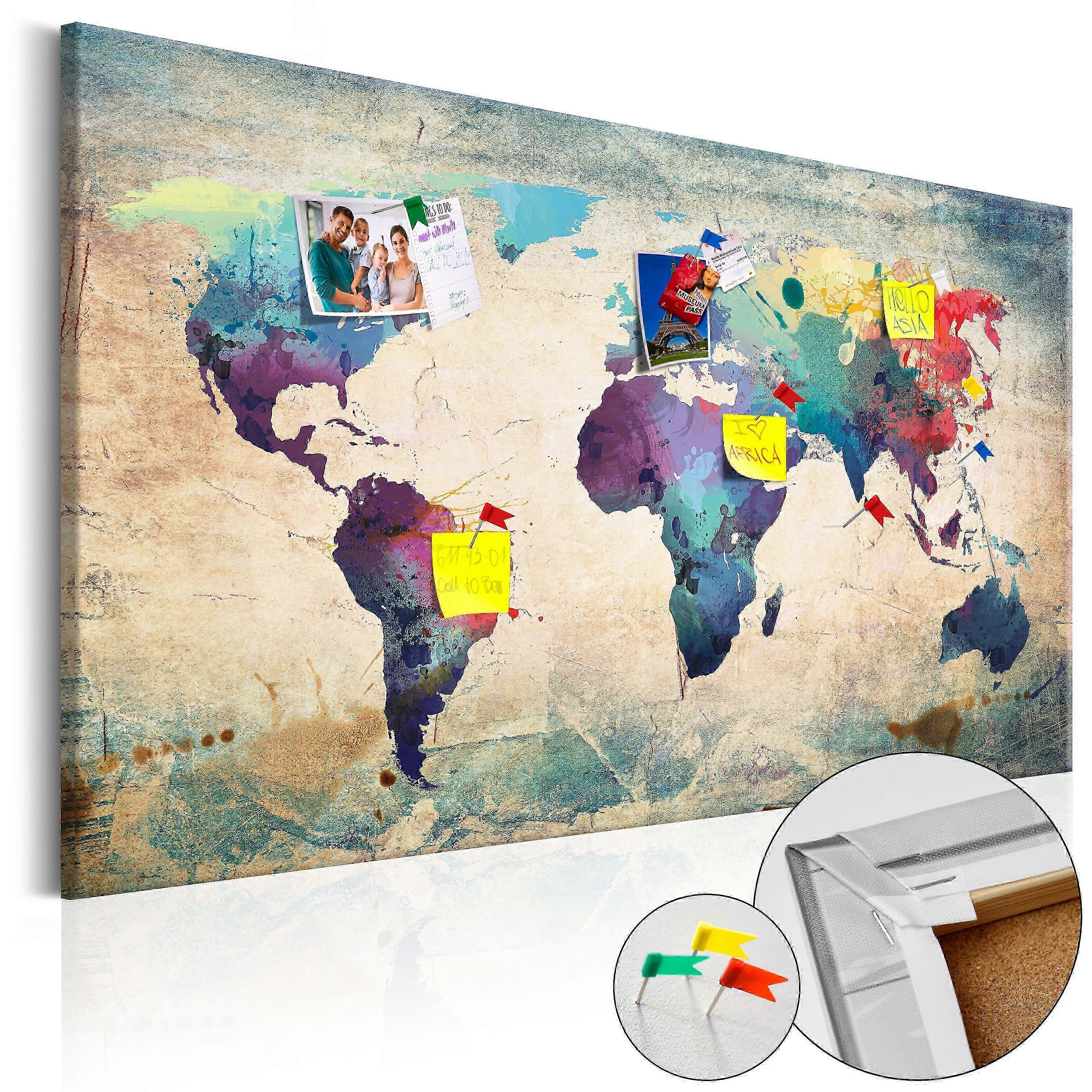 Decorative Pinboard - Colorful World Map