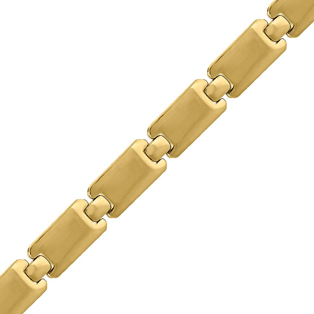 Pulseira masculina de aço inoxidável com elos em tom amarelo, 21,5 cm (8,5 polegadas).