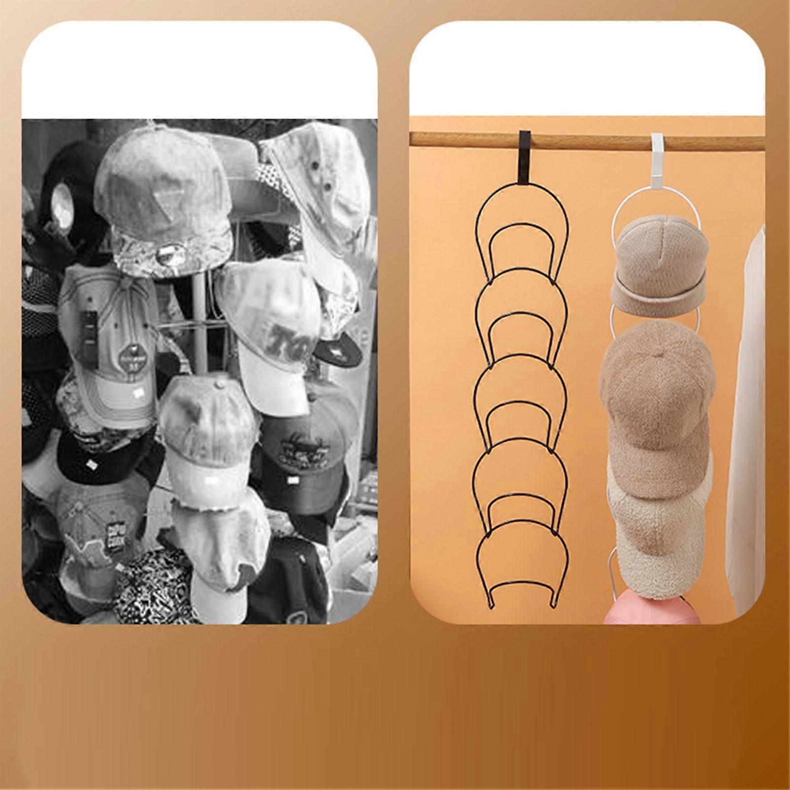 5Pcs Hat Rack Iron Punching Free Multi Layer Multifunctional Space Saving Hat Hanger Holder Black 