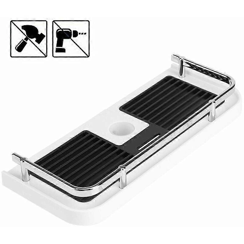 Plastic shower shelf Bathroom shelf Shower support basket, can be assembled without drilling Suitable for all diameters from 19 to 25 mm