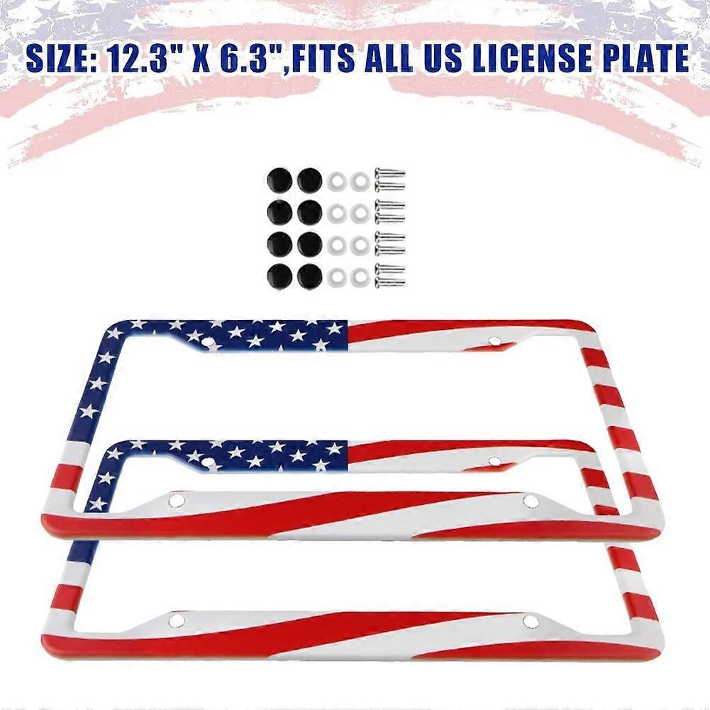 2Pcs License Plate Frame 31x16cm USA License Plate Cover Stainless Steel License Plate Protection with Screw Cap Car Accessories ST1M404