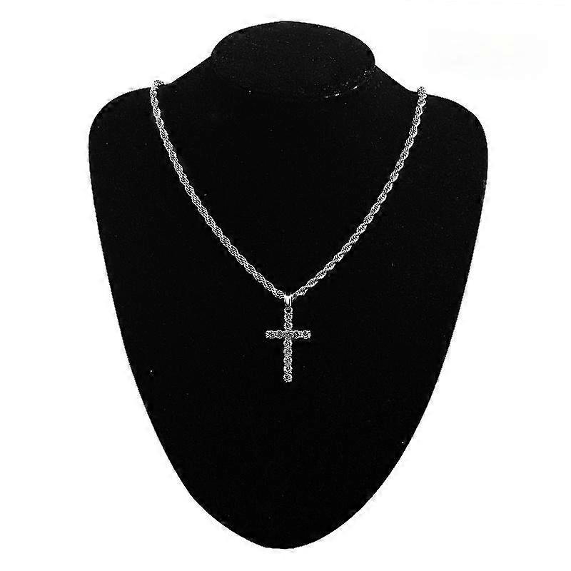 Collana a catena di corda di larghezza 4mm per uomini donne twisted colore argento 316l in acciaio inossidabile croce ciondolo collane gioielli di moda