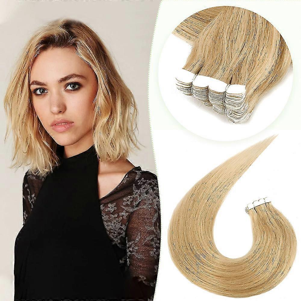 12 "شريط صغير طبيعي حقيقي مستقيم في ملحقات شعر الإنسان لاصق 20 قطعة - جيد