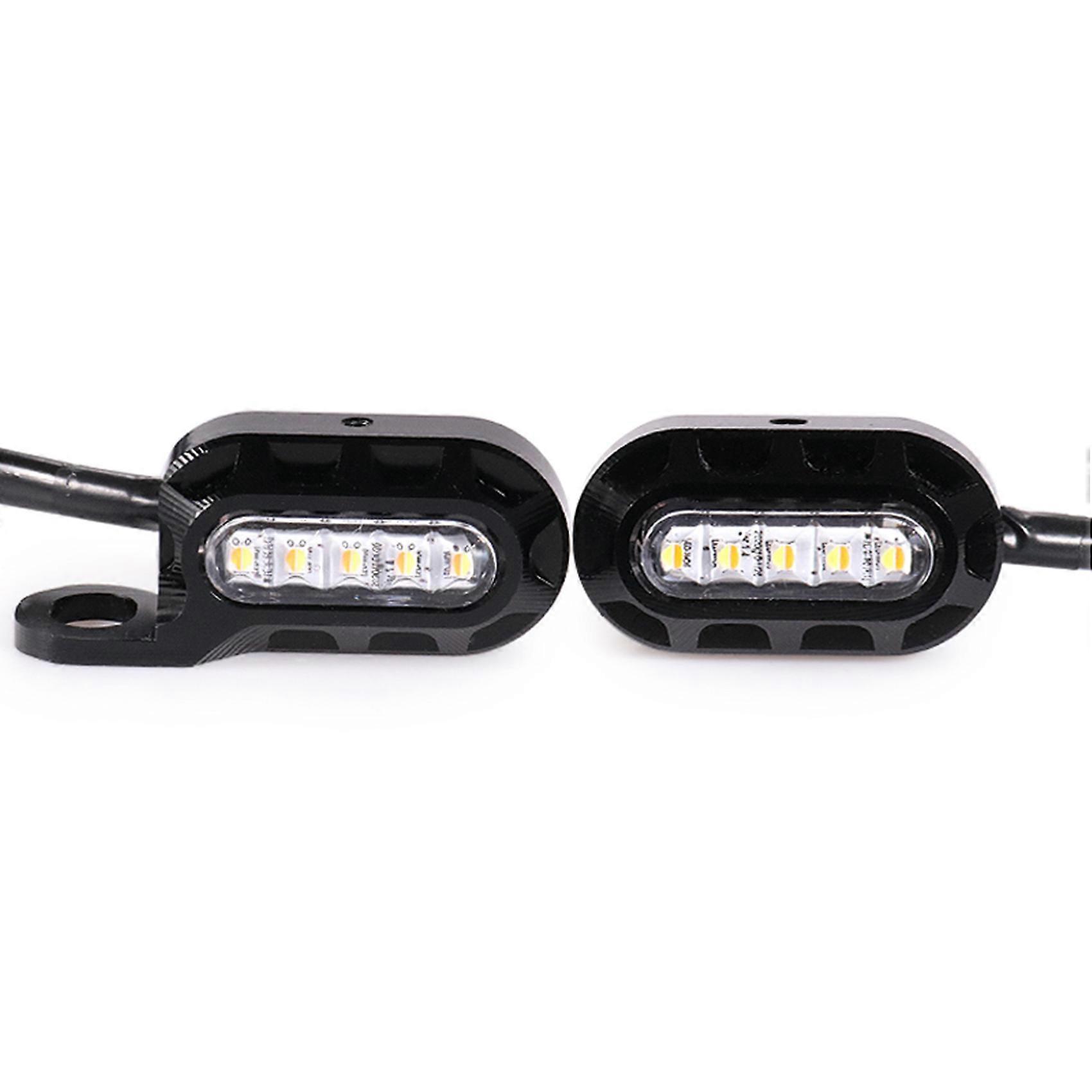 1 Pair Motorcycle Mini LED Handlebar Turn Light Daytime Running Turn Indicator Signal Blinker Lamp