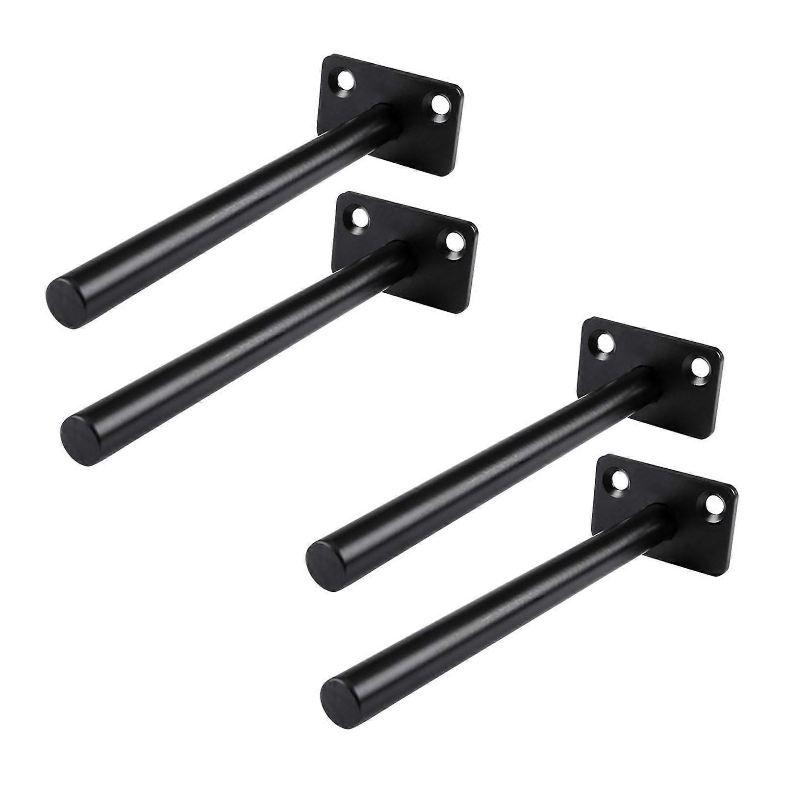 4 PCS Hidden Floating Shelf Bracket Round Wall Mount Shelf Supports Invisible Fixed Floating Holder A 01 2 Holes Black 150mm