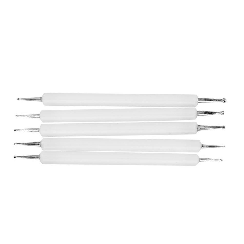 5Pcs Double End Acrílico Rod Round Head Clay Indentation Pen DIY Sculpting Dotting Tool (Branco)
