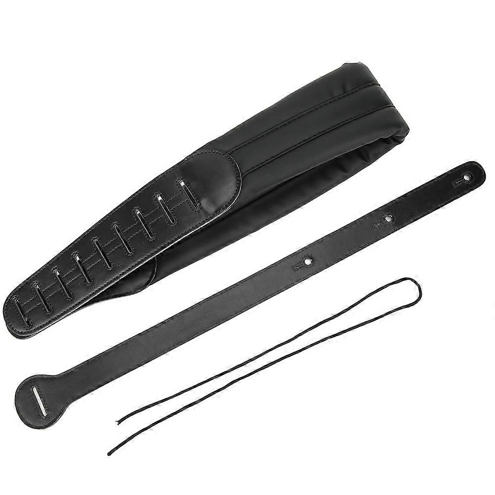 Gitarrrem Förtjockad Breddad Justerbar PU Läder Dekompression Axelbälte