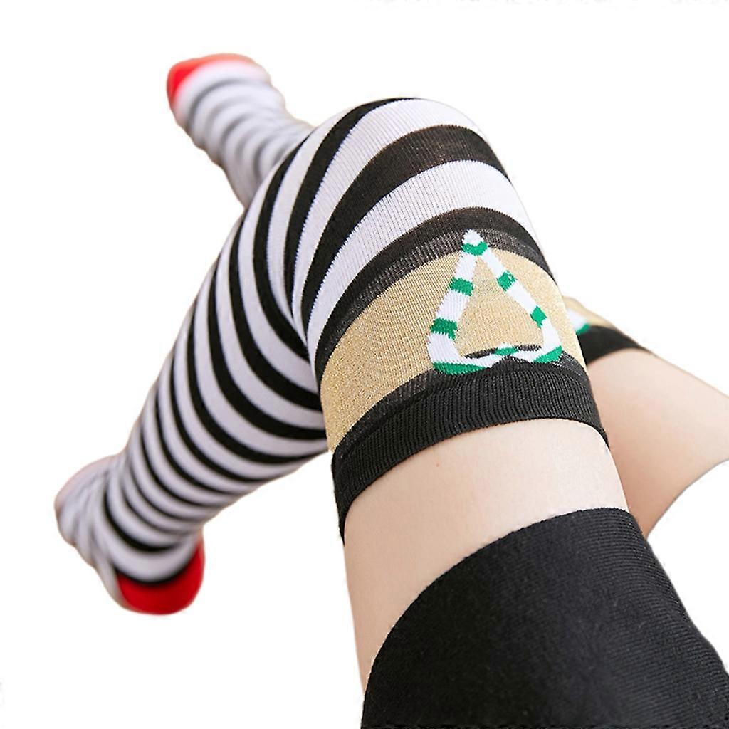  גרבי מנוקד ליל כל הקדושים גרביים מפוספסים מעל הברך גרב ארוכה