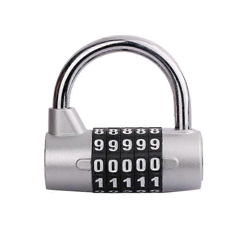 5-digit combination padlock, suitable for gym lockers and tool boxes (silver)