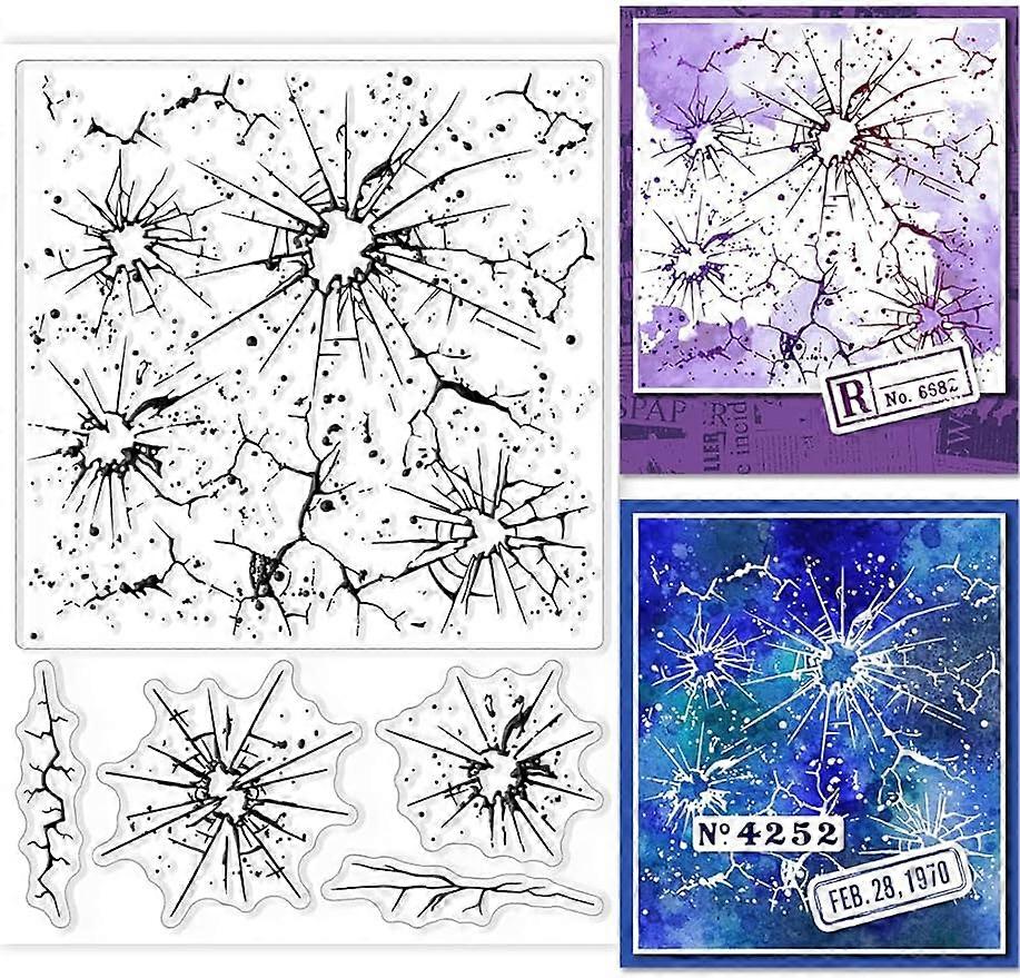 1Sheet Broken Glass Background Silicone Clear Stamp Seals
