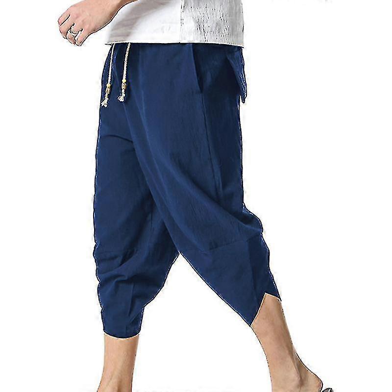Men Drawstring Trousers Casual Yoga Bottoms Elastic Waist Loungewear