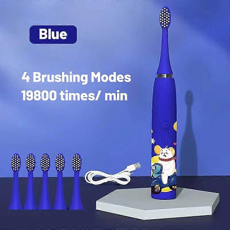 For Children Electric Toothbrush Cartoon Pattern Kids with Replace The Toothbrush Head Ultrasonic Electric Toothbrush