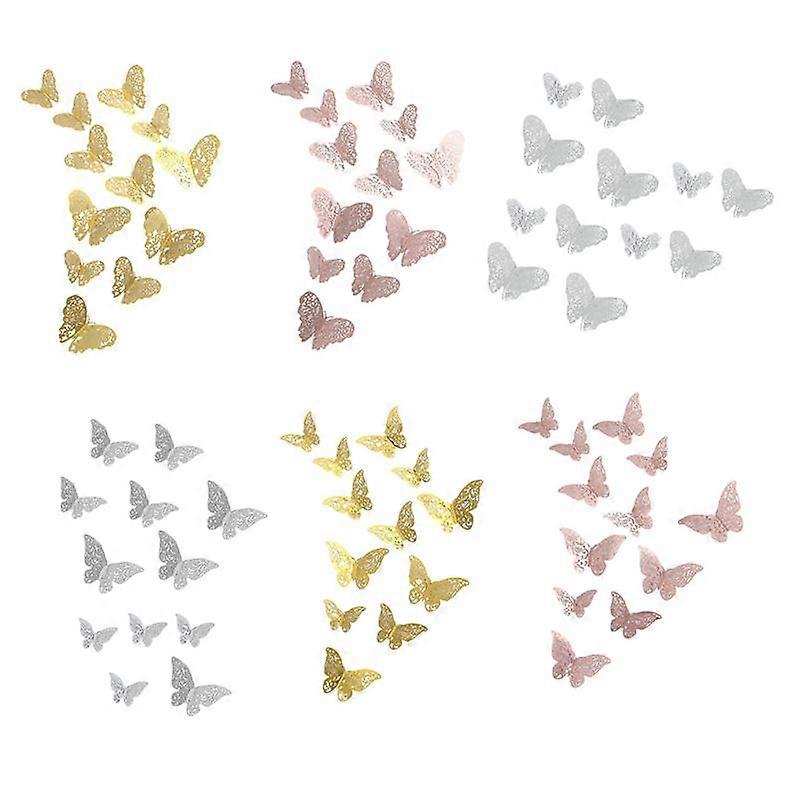 72 Pcs Butterfly Party Decor for Crafts,3 Sizes 3 Colors 2 Styles,3D Butterfly Wall Decor,Wall Stic