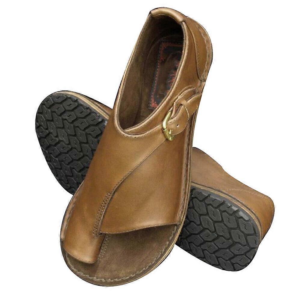 Womens Flat Sandals Open Toe Buckle Strap Beach Shoes Anti-slip Breathable for Summer