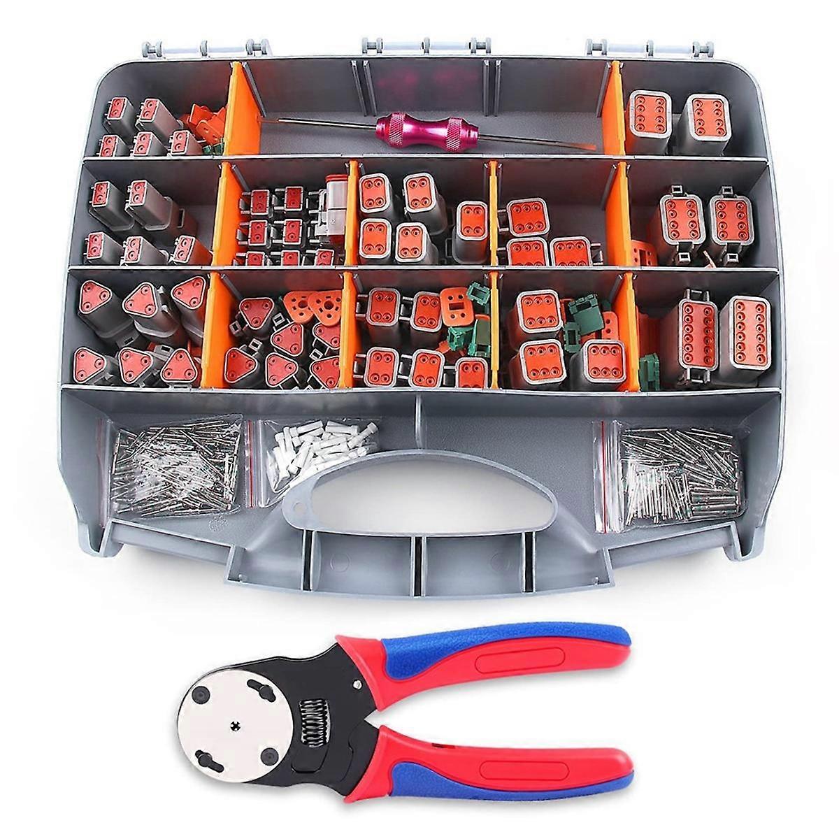 338Pcs Dt Deutsch Conector Kit - 2 3 4 6 8 12 Conectori cu 12 pini, instrument de sertizare, instrument de îndepărtare, mașini ele