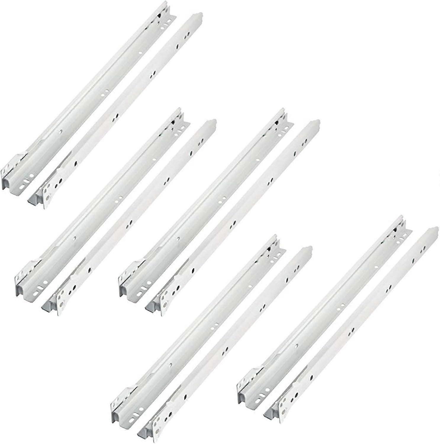 Drawer Guide Roller Bearing Rails Extract Part 500mm Drawer Slides/Glides White Pack of 5 (20 Pieces for Mounting on 5 Drawers)