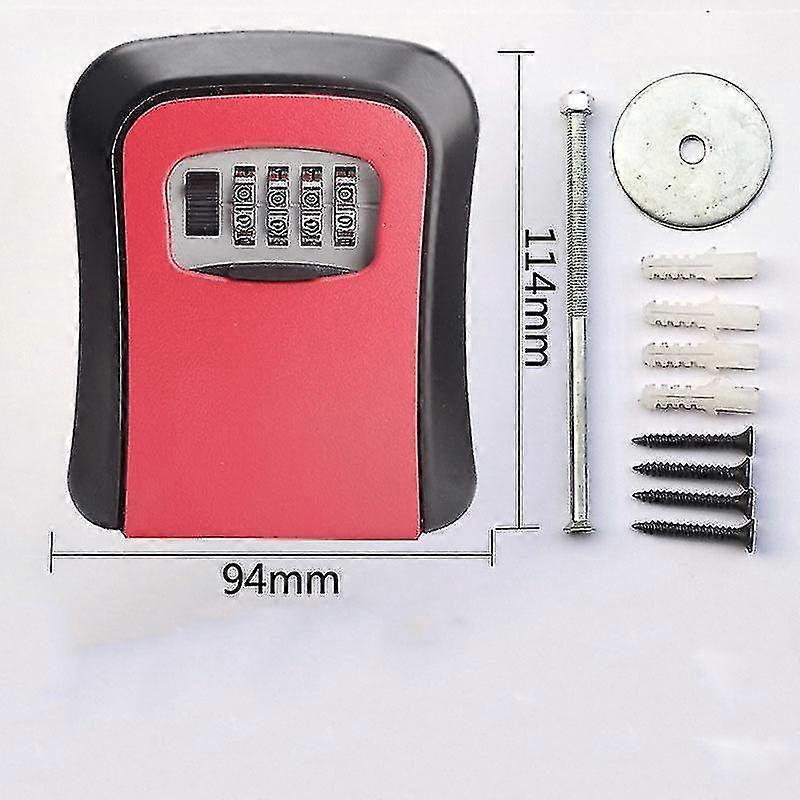 4 Digit Wall Mounted Key Safe Outdoor Combination Lock - Red