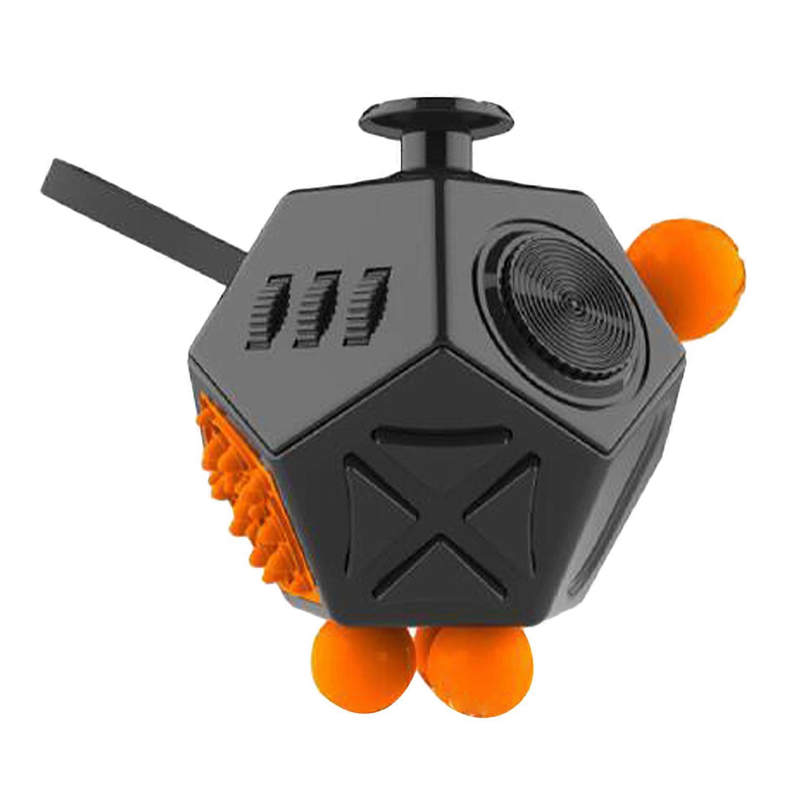 Decompression Dice Toy 12 Sides Rotating Rolling Finger Massage Reduce Anxiety Fingertip Dice Toy Black
