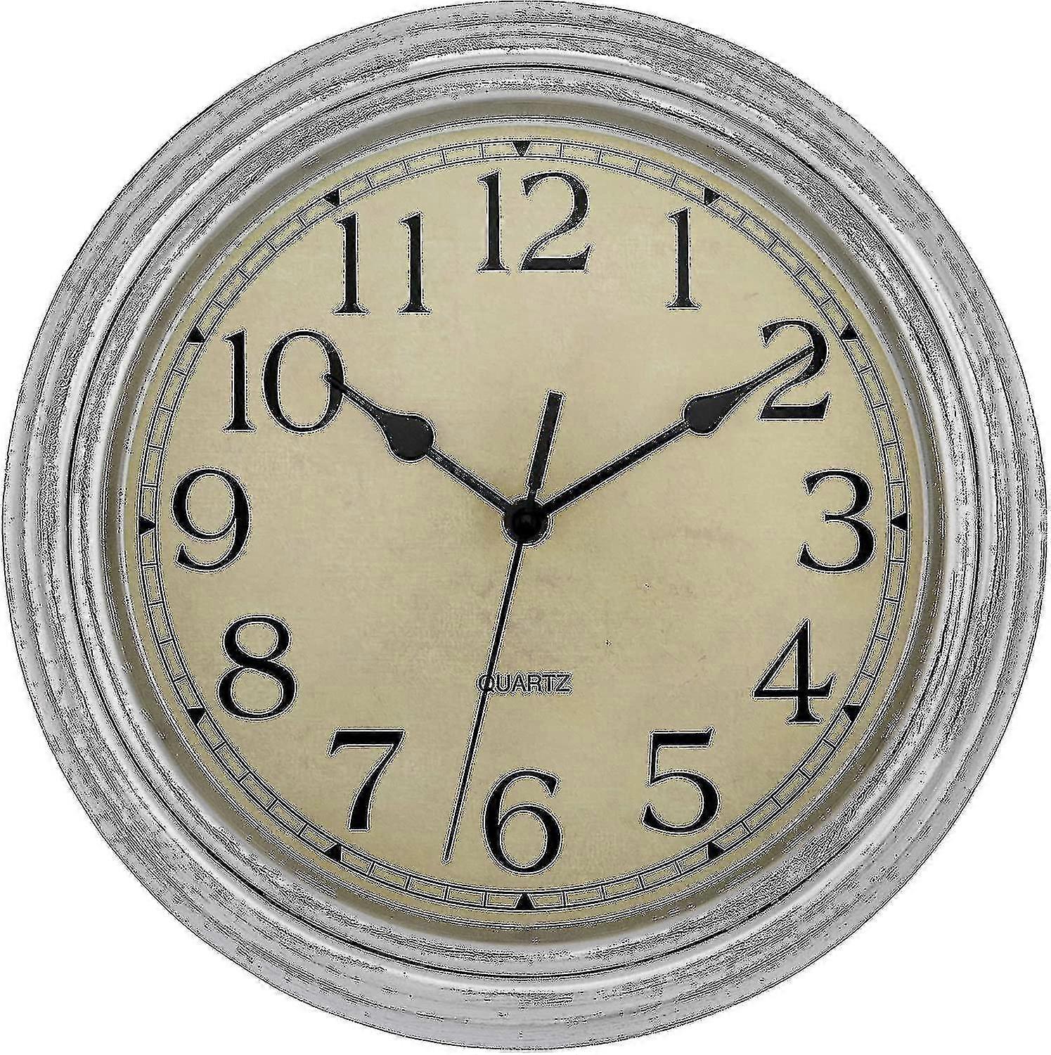 Silent No Tick Round Retro Quartz Clock Wall Clock (12 Inches)