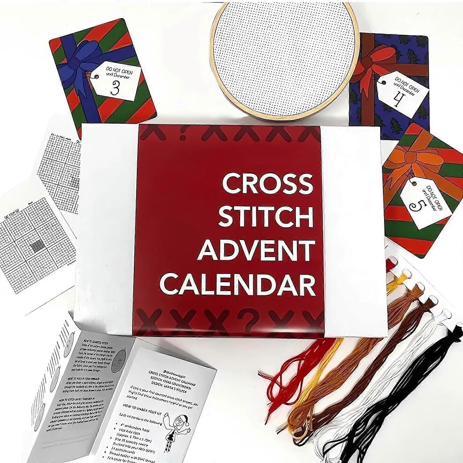 Christmas Cross Stitch Advent Calendar 2024, Stitch Advent Calendar 2024, Christmas Embroidery Kit Fast