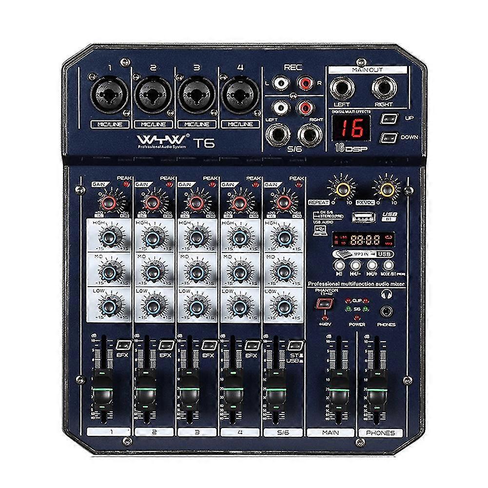 Wyw 6 Channel Protable Audio Mixer Dj Console With Dsp Effect Sound Card,bluetooth, Usb, For Pc Reco