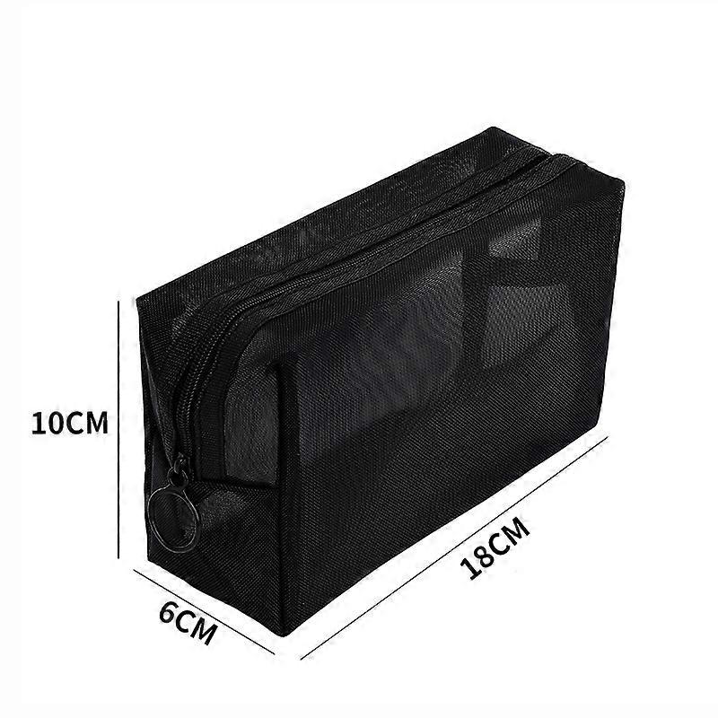 Black mesh cosmetic bag