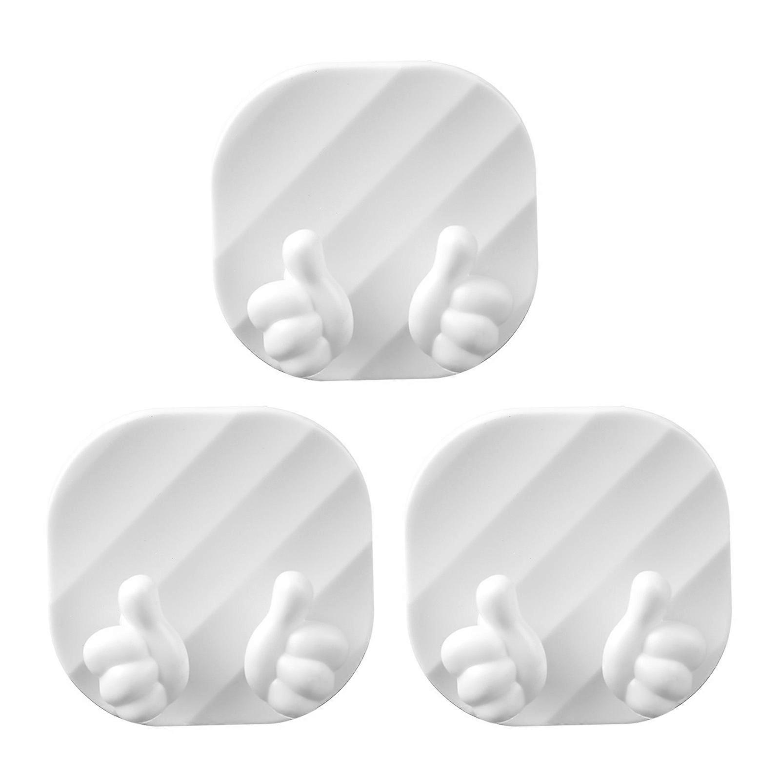 3Pcs Power Cord Hooks Creative Shape Punch Free Self Adhesive Good Load-bearing Smooth Edge Thumb-shaped Power Cord Storage Hooks Plug Hangers Home Su
