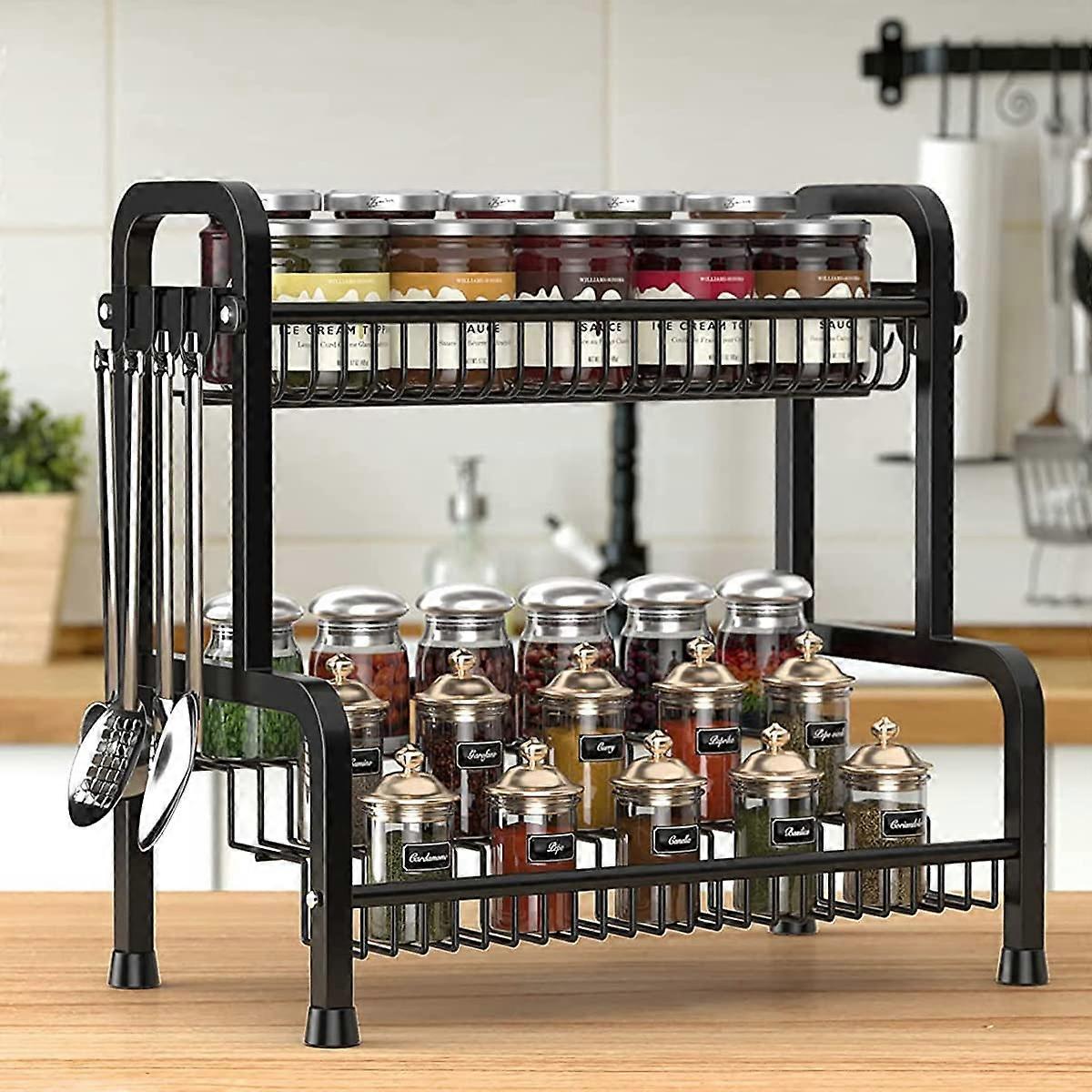 Spice Rack, Countertop Spice Rack Organizer 2 Tier Kitchen Spice Rack
