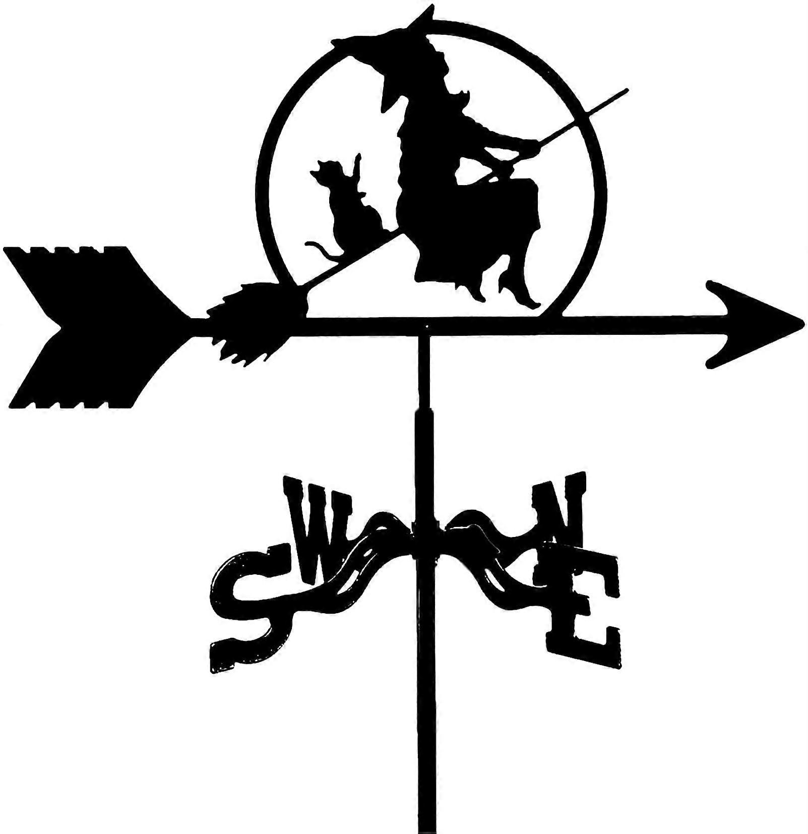 Witch and Cat Weathervane Wind Vane Stainless Metal Weather Vane Wind Direction Indicator