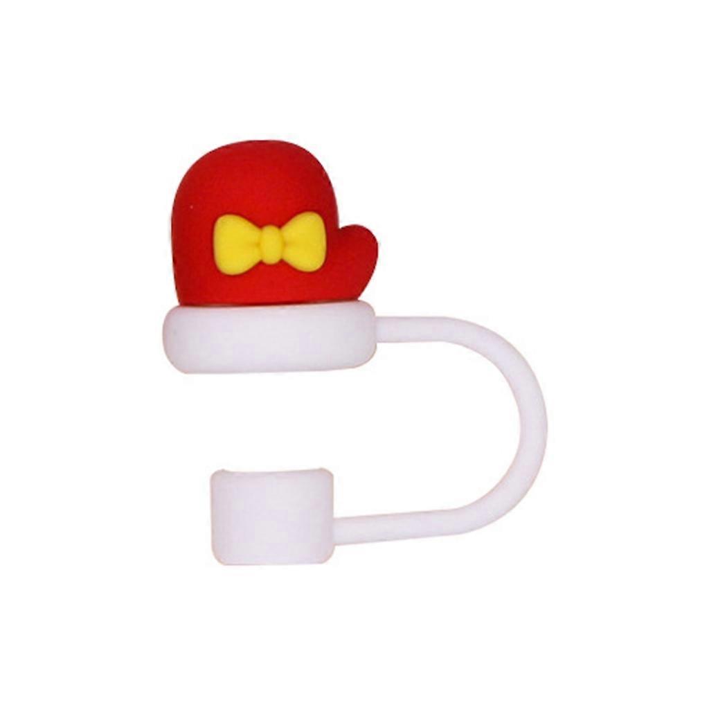 Christmas Straw Covers Cap Cartoon Silicone Drinking Straw Plug Tips Reusable