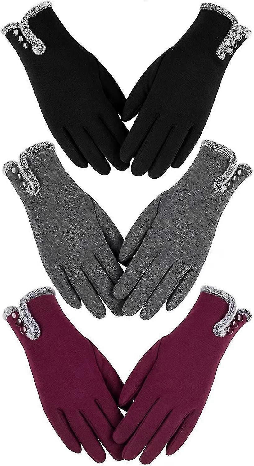 Womens Winter Warm Gloves With Sensitive Touch Screen Texting Fingers, Fleece Lined Windproof Gloves