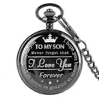 Gravierte Taschenuhr an Sohn Ich liebe dich Geschenke von einer Mama Papa Geburtstag Geschenk Fob Uhren Ketten